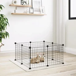 Cage animaux de compagnie a 8 panneaux Noir 35x35 cm Acier