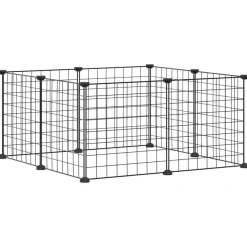 Cage animaux de compagnie a 8 panneaux Noir 35x35 cm Acier