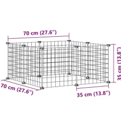Cage animaux de compagnie a 8 panneaux Noir 35x35 cm Acier