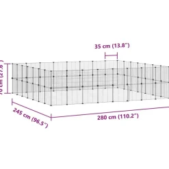 Cage animaux de compagnie a 60 panneaux et porte Noir 35x35 cm