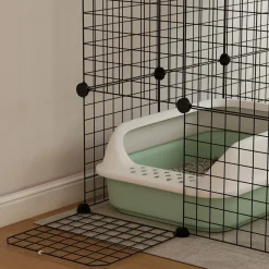 Cage chat intérieur - parc chat DIY - 4 niv. 5 portes hamac plateformes rampes - acier noir