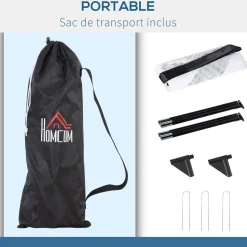 Cage de foot portable - but de football futsal pliable pop up - sac rangement, piquets inclus - dim. 247L x 203l x 201,5H cm - fibre verre Oxford noir