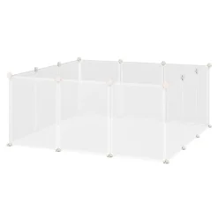 Cage parc enclos modulable petits animaux - dim. 105L x 105l x 45H cm - 12 panneaux résine PP opaque