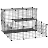 Cage parc enclos rongeurs modulable dim. L 105 x l 105 x H 70 cm 2 niveaux 2 portes rampe résine PP fil métallique noir