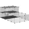 Cage parc enclos rongeurs modulable dim. L 175 x l 105 x H 70 cm 2 niveaux 2 portes rampe résine PP fil métallique noir