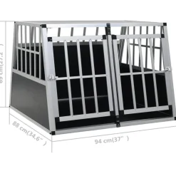 Cage pour chien a double porte 94 x 88 x 69 cm