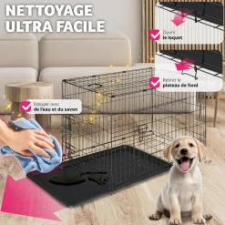Cage pour chien Luna, pliable, avec 2 portes