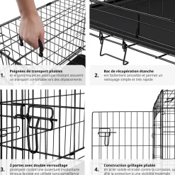Cage pour chien Luna, pliable, avec 2 portes