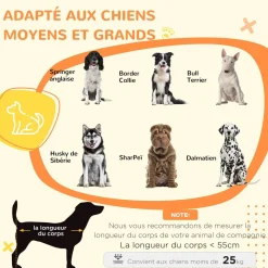 Cage pour chien sur pied - 2 portes verrouillables, coussin déhoussable inclus - acier filaire noir panneaux aspect bois clair