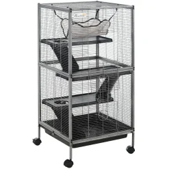 Cage pour petits animaux portable avec 2 portes hamac métal PP 52 x 52 x 113,5 cm