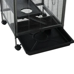 Cage pour petits animaux portable avec 2 portes hamac métal PP 52 x 52 x 113,5 cm