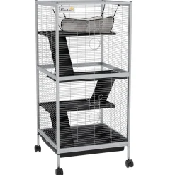 Cage pour petits animaux portable avec 2 portes hamac métal PP 52 x 52 x 113,5 cm