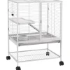 Cage pour rongeurs furet chinchilla plateforme rampe 2 portes biberon gamelle plateau étagère acier gris clair