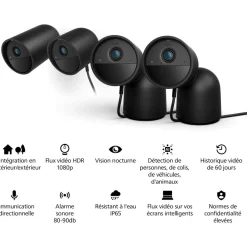 Caméra de surveillance HUE SECURE avec support bureau noire