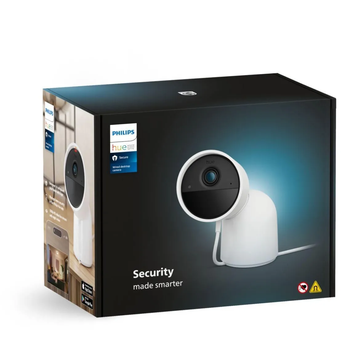 Caméra de surveillance HUE SECURE avec support bureau blanche