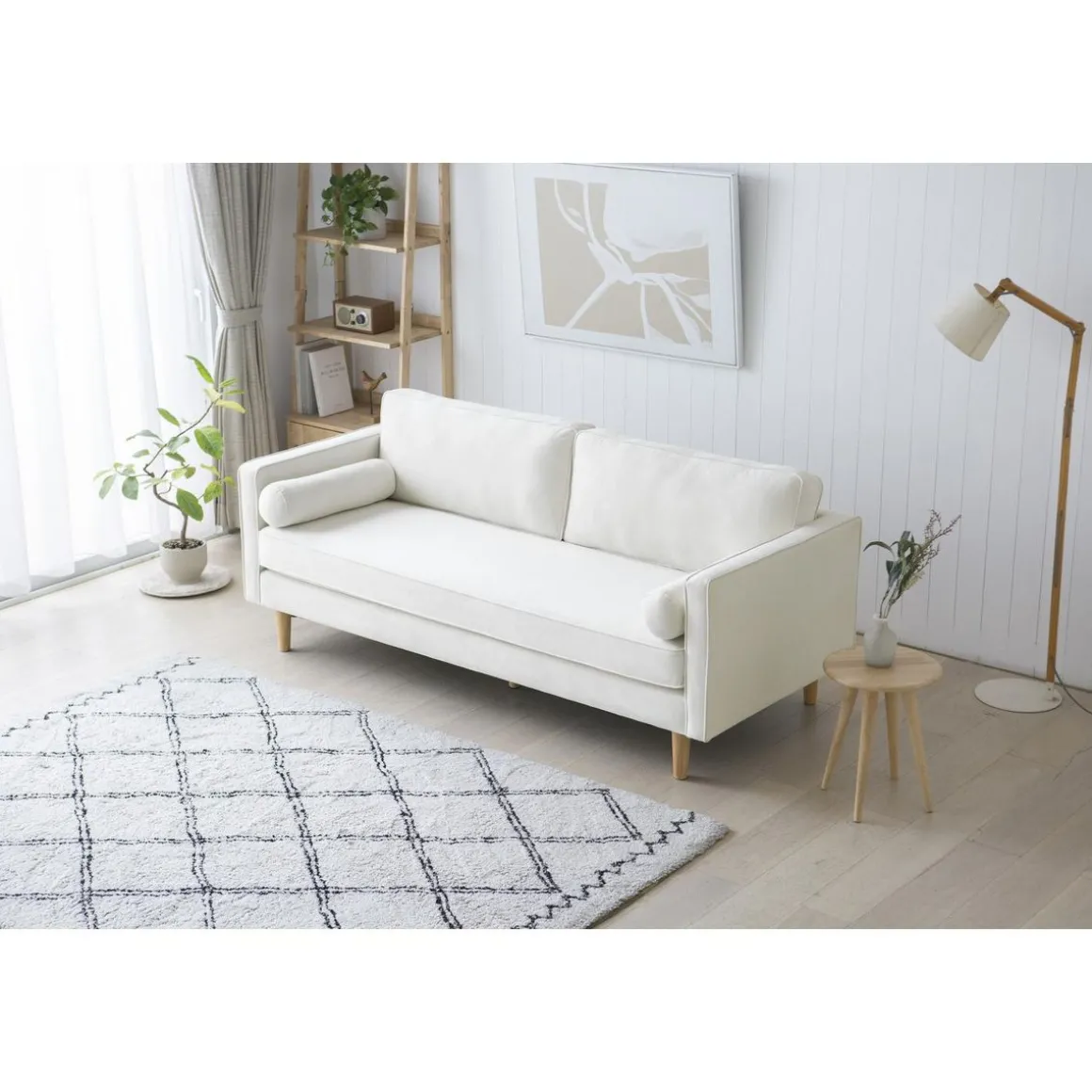 Canapé 3 places design en velours beige STAN