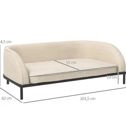 Canapé chien lit pour chien chat design contemporain dim. 101L x 62P x 34H cm coussin moelleux velours beige