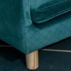 Canapé chien lit pour chien design scandinave coussin moelleux pieds bois massif dim. 64 x 45 x 36 cm velours bleu canard