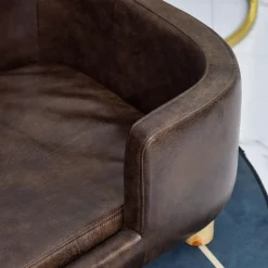 Canapé chien lit pour chien chat avec rebord coussin moelleux pieds bois massif dim. 74 x 48,5 x 31 cm revêtement micro-fibre chocolat
