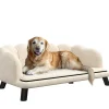 Canapé chien lit pour chien chat design contemporain coquillage dim. 98L x 60l x 35H cm coussin moelleux velours crème