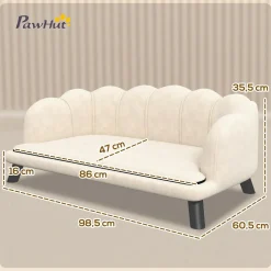 Canapé chien lit pour chien chat design contemporain coquillage dim. 98L x 60l x 35H cm coussin moelleux velours crème