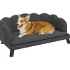 Canapé chien lit pour chien chat design contemporain coquillage dim. 98L x 60l x 35H cm coussin moelleux velours gris