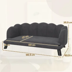 Canapé chien lit pour chien chat design contemporain coquillage dim. 98L x 60l x 35H cm coussin moelleux velours gris