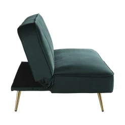 Canapé Clic Clac velours James - 180 x 83 x 75 cm - 3 places - Vert foncé.