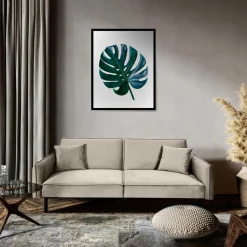 Canapé convertible en velours Risor - 3 Places - Taupe