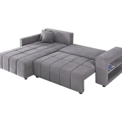 Canapé d'angle convertible tissu chenille 3 places - Trocadero - Gris