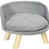 Canapé lit panier pour chien design scandinave coussin moelleux amovible pieds en bois Ø 40,5 x 33H cm gris