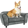 Canapé pour chien design - coussin déhoussable - dim. 74L x 41l x 32,5H cm - velours gris