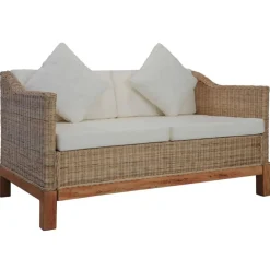 Canape a 2 places avec coussins Rotin naturel
