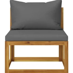 Canape central sectionnel avec coussin gris fonce Bois d'acacia