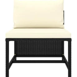 Canape central sectionnel avec coussins Noir Resine tressee