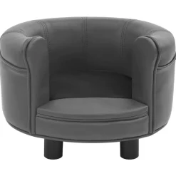 Canape pour chien Gris 48x48x32 cm Peluche et similicuir