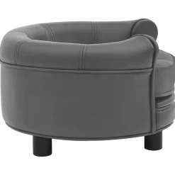 Canape pour chien Gris 48x48x32 cm Peluche et similicuir