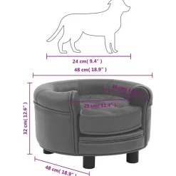 Canape pour chien Gris 48x48x32 cm Peluche et similicuir