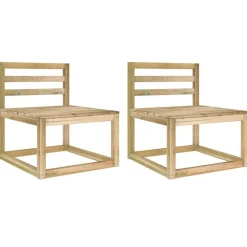 Canapes centraux palette de jardin 2 pcs Pin impregne de vert