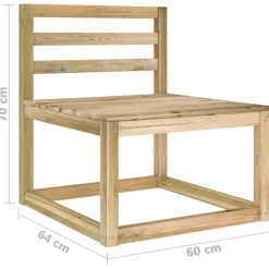 Canapes centraux palette de jardin 2 pcs Pin impregne de vert