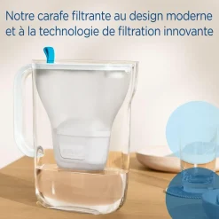 Carafe filtrante style bleu
