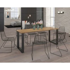 Caronal - table à manger - chêne foncé et noir - 4 à 8 personnes