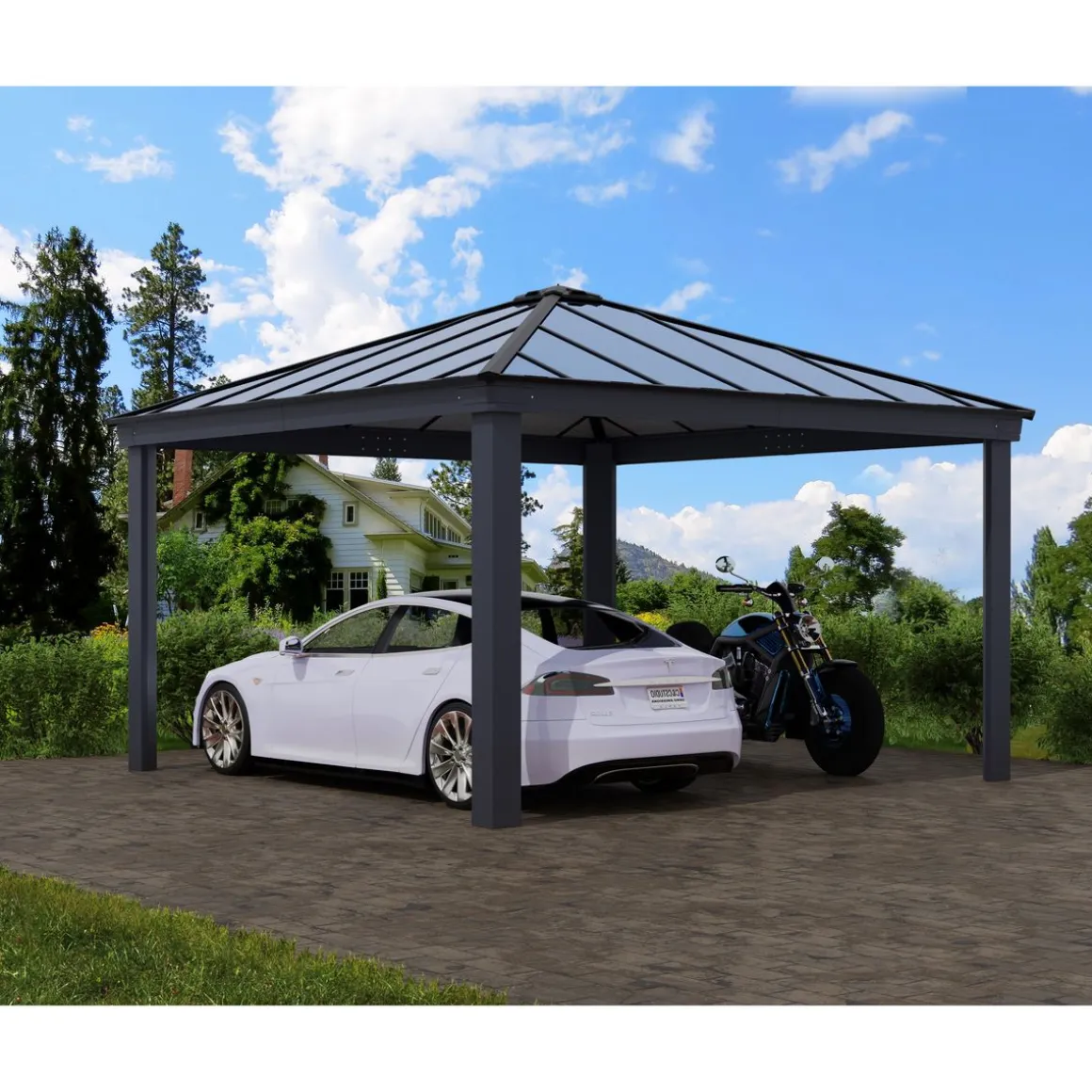 Carport alu 2 voitures Anthracite 17,8 m² - COLORADO