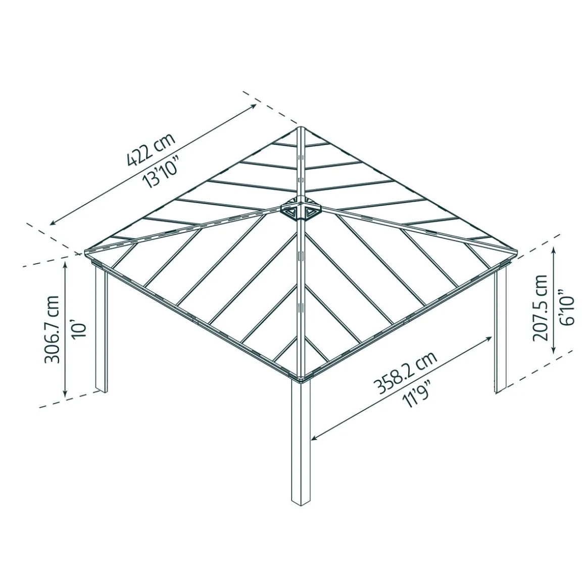 Carport alu 2 voitures Anthracite 17,8 m² - COLORADO