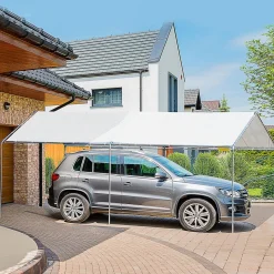 Carport auvent pour voiture 5,95L x 2,90l x 2,60H m acier galvanisé robuste PE haute densité