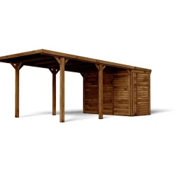 Carport avec remise - Bois traité autoclave - 15,8+4m² - LEON