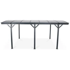 Carport de 15m² en aluminium anthracite et polycarbonate - Le Mans 5x3m - abri de voiture 500 x 300 x 220 cm