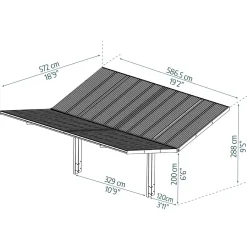 Carport polycarbonate 2 voitures Anthracite 33,5 m² - SYDNEY