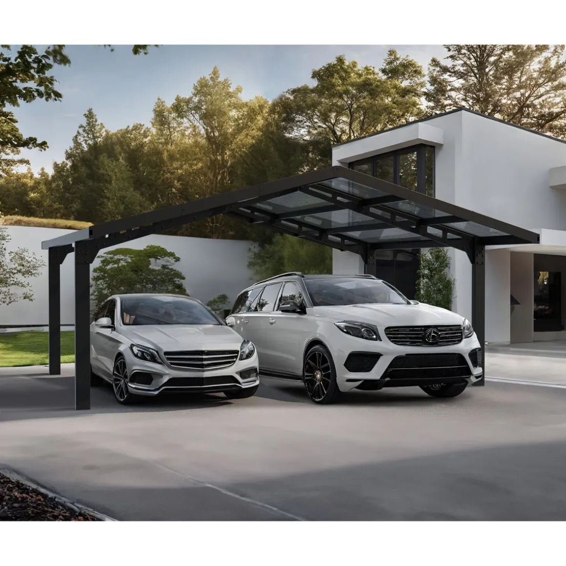 Carport polycarbonate 2 voitures Anthracite 33,5 m² - SYDNEY