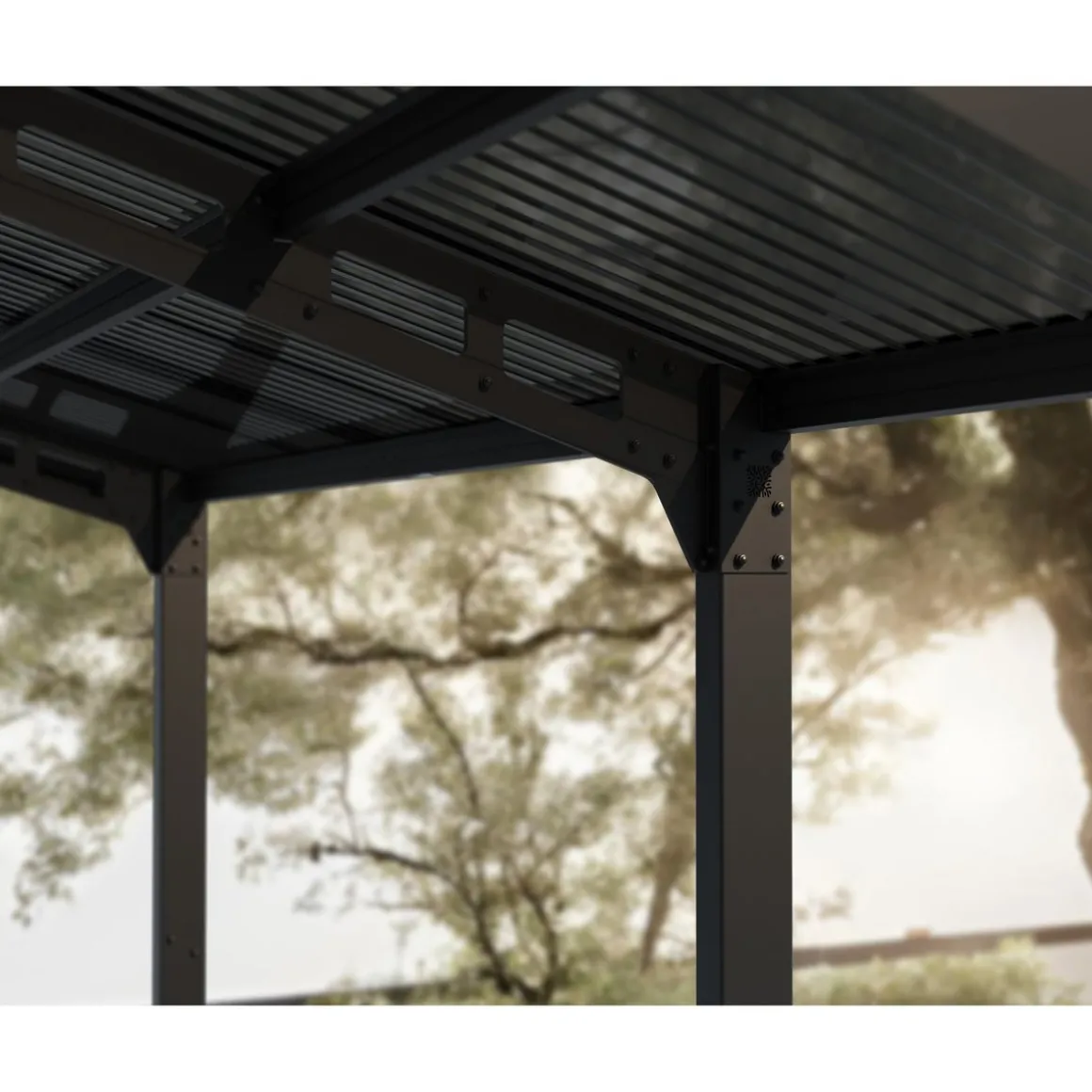 Carport polycarbonate 2 voitures Anthracite 33,5 m² - SYDNEY